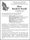 Traueranzeige Heribert Preißl