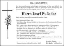 Traueranzeige Josef Fußeder