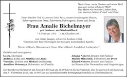 Traueranzeige Amalie Bichelmayer