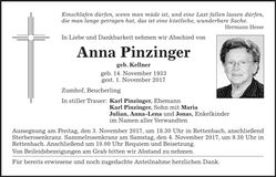Traueranzeige Anna Pinzinger