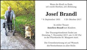 Traueranzeige Josef Brandl