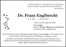Traueranzeige Franz Englbrecht