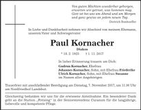 Traueranzeige Paul Kornacher