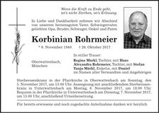 Traueranzeige Korbinian Rohrmeier