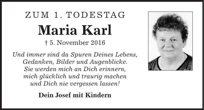 Traueranzeige Maria Karl