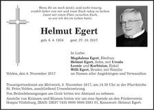 Traueranzeige Helmut Egert