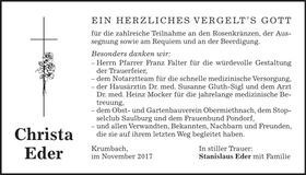 Traueranzeige Stanislaus Eder
