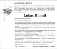 Traueranzeige Lukas Haindl