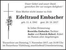 Traueranzeige Edeltraud Embacher