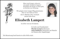 Traueranzeige Elisabeth Lampert