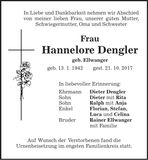 Traueranzeige Hannelore Dengler