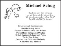 Traueranzeige Michael Schug