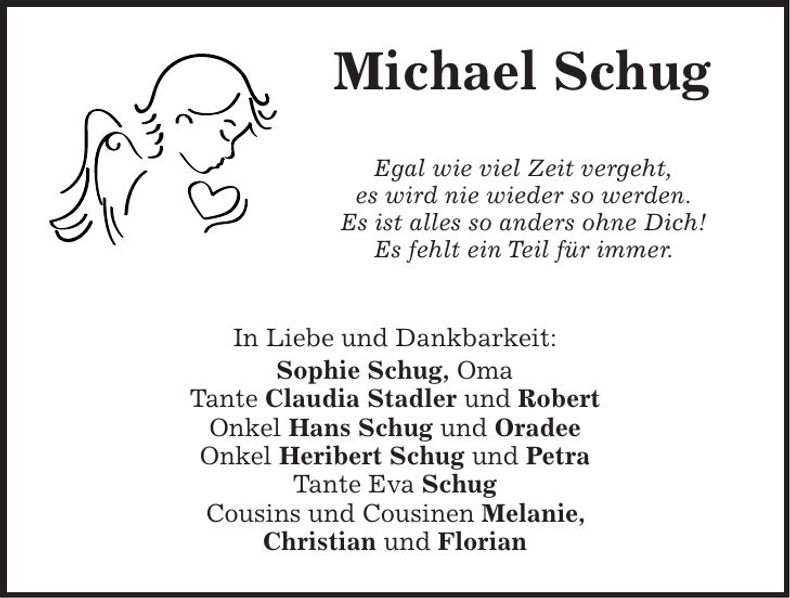 Traueranzeige Michael Schug