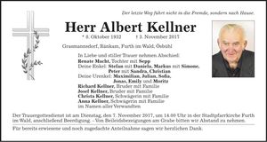 Traueranzeige Albert Kellner