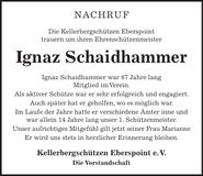 Traueranzeige Ignaz Schaidhammer