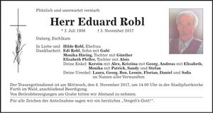 Traueranzeige Eduard Robl