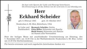 Traueranzeige Eckhard Scheider