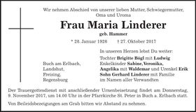Traueranzeige Maria Linderer