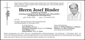 Traueranzeige Josef Binder