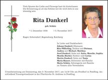 Traueranzeige Rita Dankerl