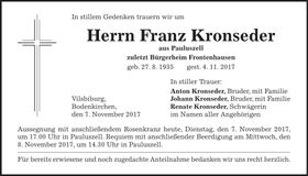 Traueranzeige Franz Kronseder