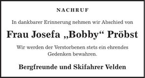 Traueranzeige Bobby Pröbst