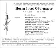 Traueranzeige Josef Obermayer