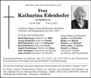 Traueranzeige Katharina Edenhofer