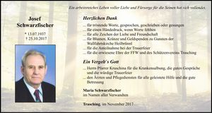 Traueranzeige Josef Schwarzfischer