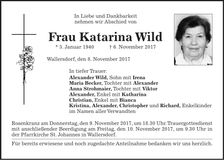 Traueranzeige Katarina Wild