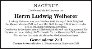 Traueranzeige Ludwig Weiherer