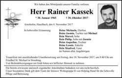 Traueranzeige Rainer Kassek