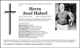 Traueranzeige Josef Haberl