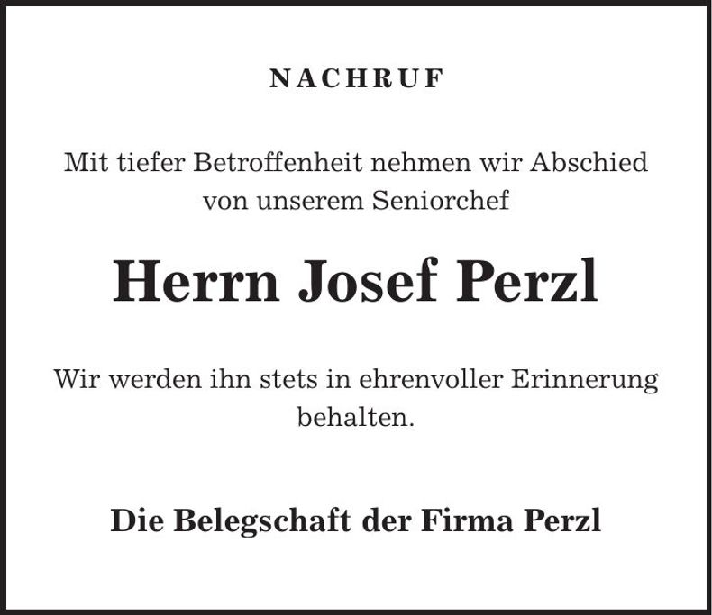 Traueranzeige Josef Perzl