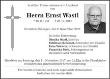 Traueranzeige Ernst Wastl