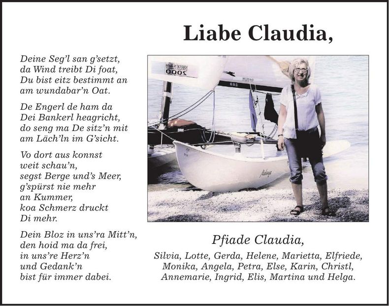 Traueranzeige Claudia Fisch