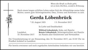 Traueranzeige Gerda Löbenbrück