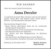 Traueranzeige Anna Drexler