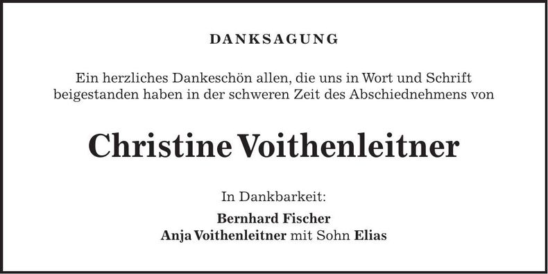 Traueranzeige Christine Voithenleitner