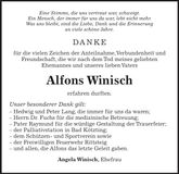 Traueranzeige Alfons Winisch