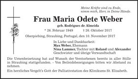 Traueranzeige Maria Odete Weber