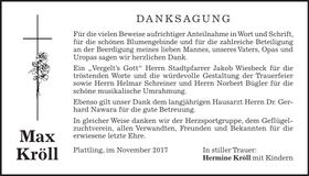 Traueranzeige Max Kröll