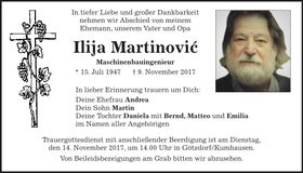 Traueranzeige Ilija Martinovic