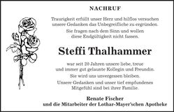 Traueranzeige Steffi Thalhammer