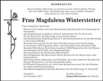 Traueranzeige Maria Winterstetter