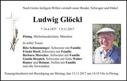 Traueranzeige Ludwig Glöckl