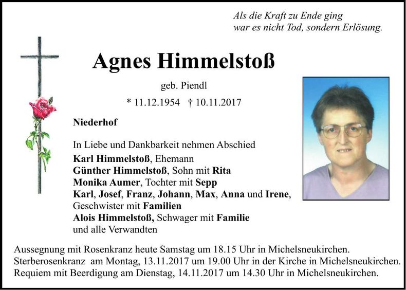 Traueranzeige Agnes Himmelstoß