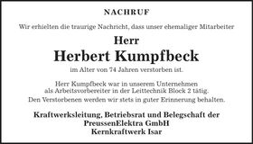 Traueranzeige Herbert Kumpfbeck