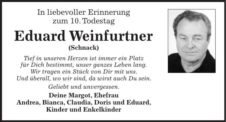 Traueranzeige Eduard Weinfurtner