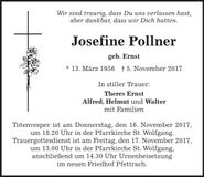 Traueranzeige Joesfine Pollner